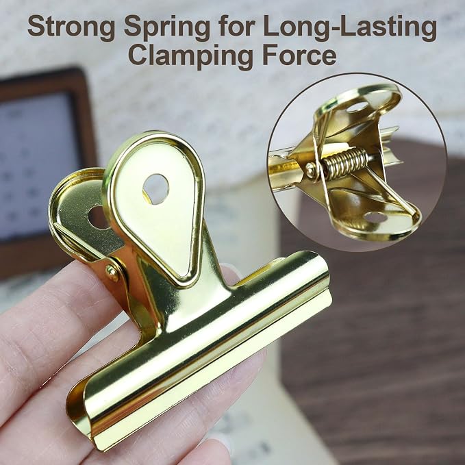 5 Pcs Bulldog Clips, 2.6x2.2 Inch Journal Clips, Metal Binder Clips, Heavy Duty - Image 3