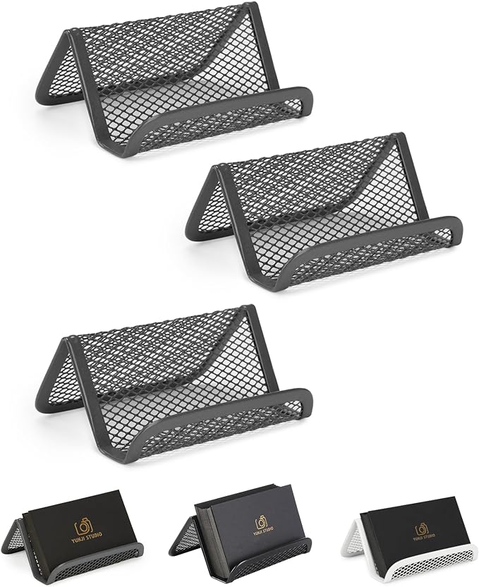Mr. Pen- Metal Mesh Business Card Holders, 3 Pack, and Business Use, Flat and by MrPen