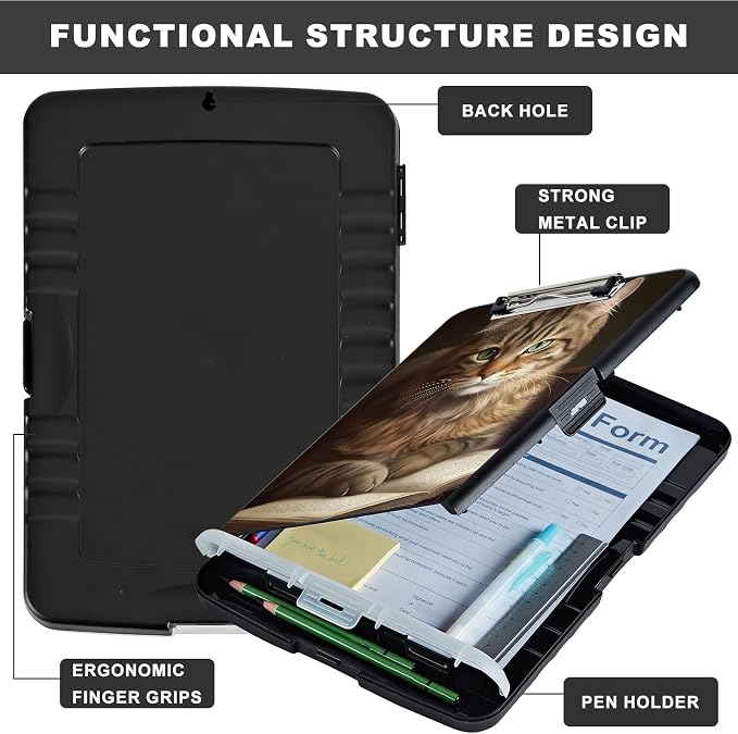 Clipboard with Storage, Storage Clipboard with Pen Holder, Heavy Duty Plastic - Image 6