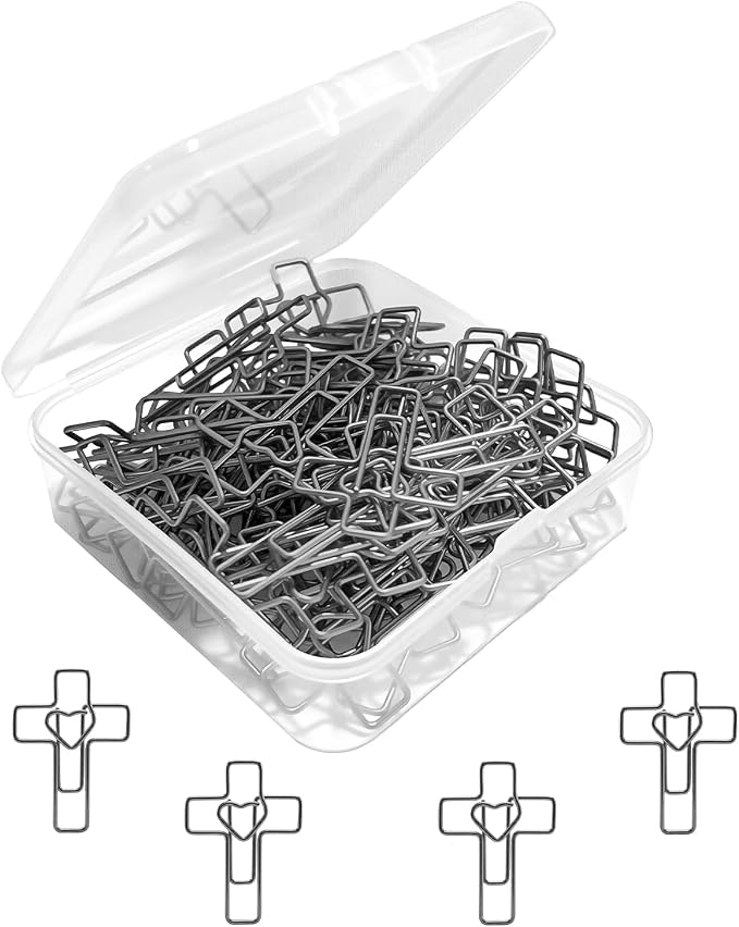 60PCS Silver Heart Cross Paper Clips by MORNLIGHT
