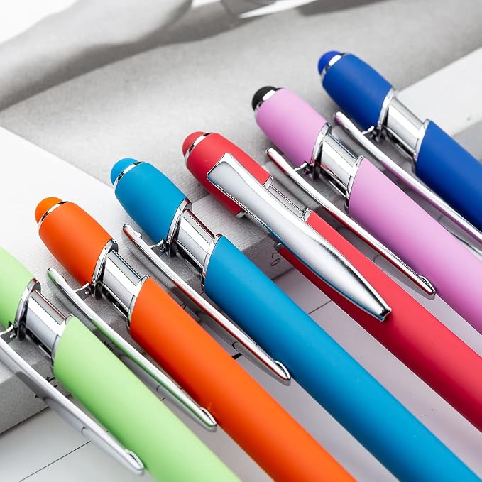PASISIBICK 12 Pieces Rainbow Rubberized Soft Touch Ballpoint Pen - Image 3