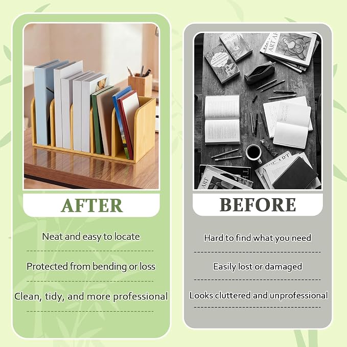 Novabright 5-Slot Bamboo Wooden Magazine File Holder Desk Organizer, 5 Vertical - Image 5