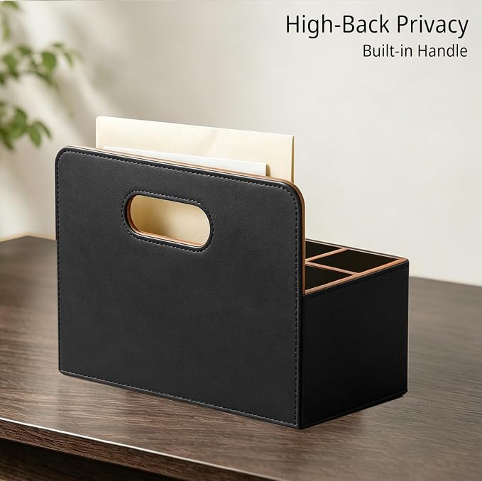 Mail Organizer Countertop, Pencil Holder, Office Supplies File Bill Sorter | PU - Image 4