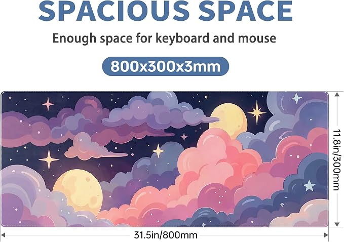 Cute Mouse Pad Kawaii Large Desk Mat Extended Keyboard Mouse Pad Pink Purple - Image 2