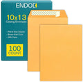 10x13 Brown Kraft Open End Envelopes Peel & Seal, 100 Pack, Self Seal Mailing by EnDoc
