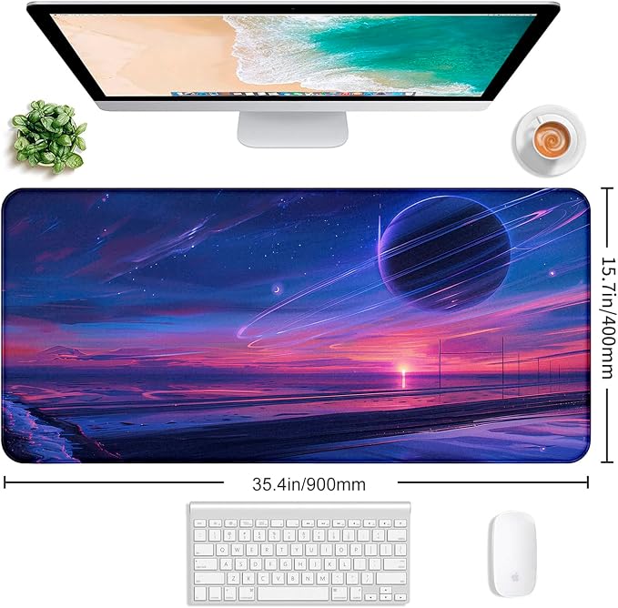 Space Landscape Computer Mouse Pad, XXL Laptop Gaming Mouse Keyboard Pad | - Image 2