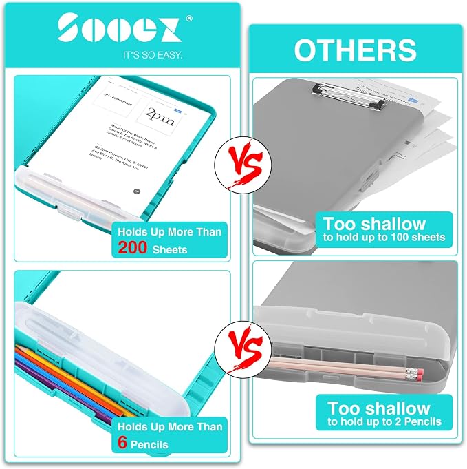 Sooez Clipboards with Storage, High Capacity Clip Boards 8.5x11 with Storage - Image 3