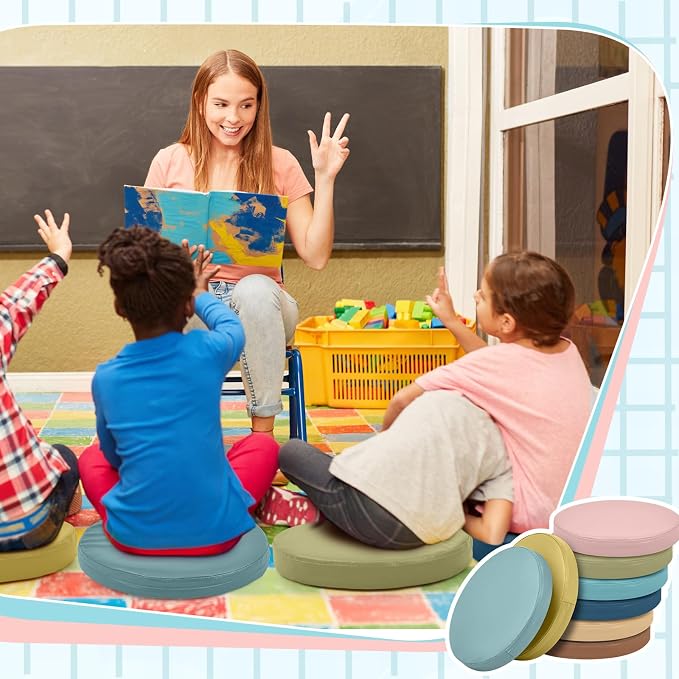 Juexica 8 Pcs Extra Thick Flexible Seating Floor Cushions Assorted Colored - Image 3