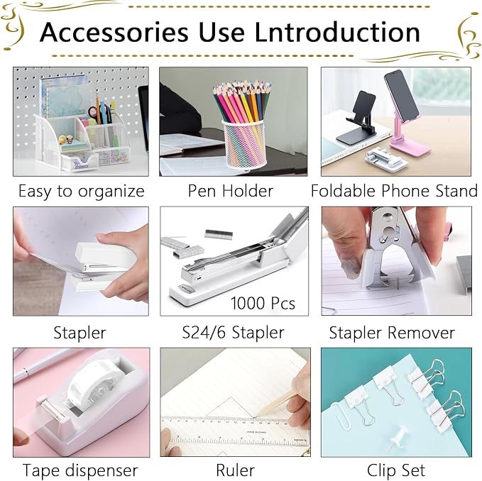 Office Supplies, Desk Accessories, Stapler and Tape Dispenser Set, 1000 Staples - Image 3