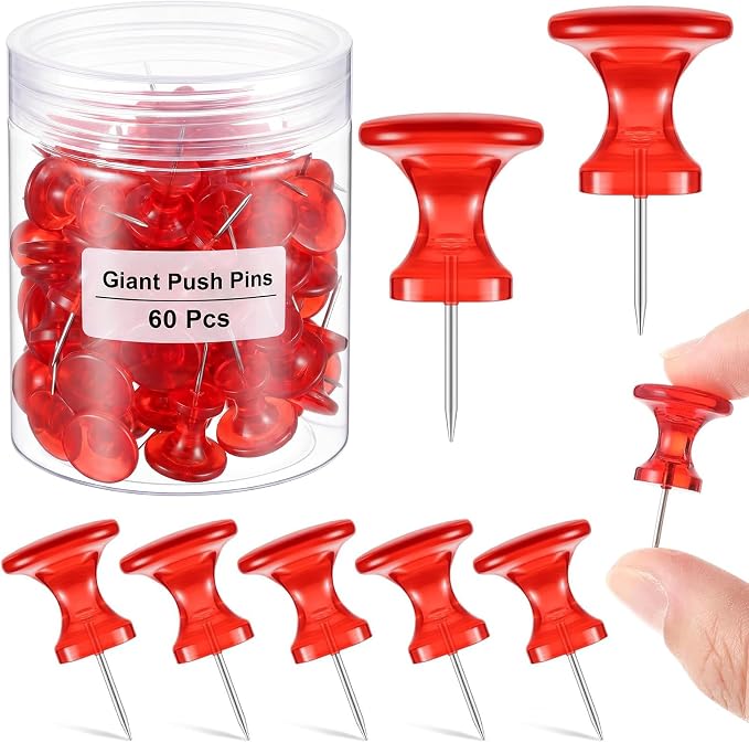 Outus 60 Pcs Giant Push Pins Jumbo Tacks 1/1.8inch Plastic Head by Outus