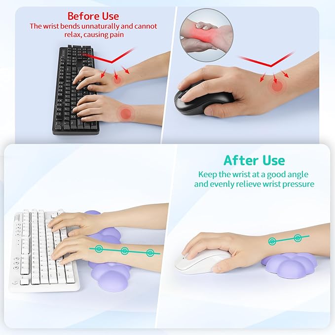 Sushret Cloud Wrist Rest Keyboard, Cloud Keyboard Wrist Pad Set - Image 3