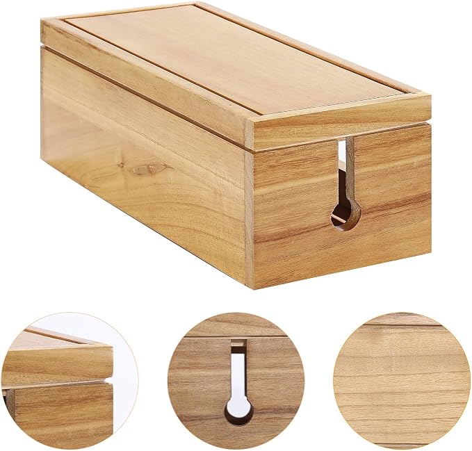 Changsuo Cable Management Box Wooden Cord Organizer Box - Image 4