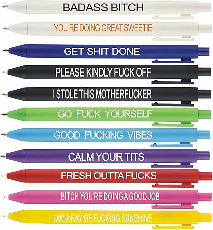 Cityhermit 11Pcs Funny Adult Ballpoint Pen Set, Premium Days of The Week Swear by Focusoncreativegiftdesign