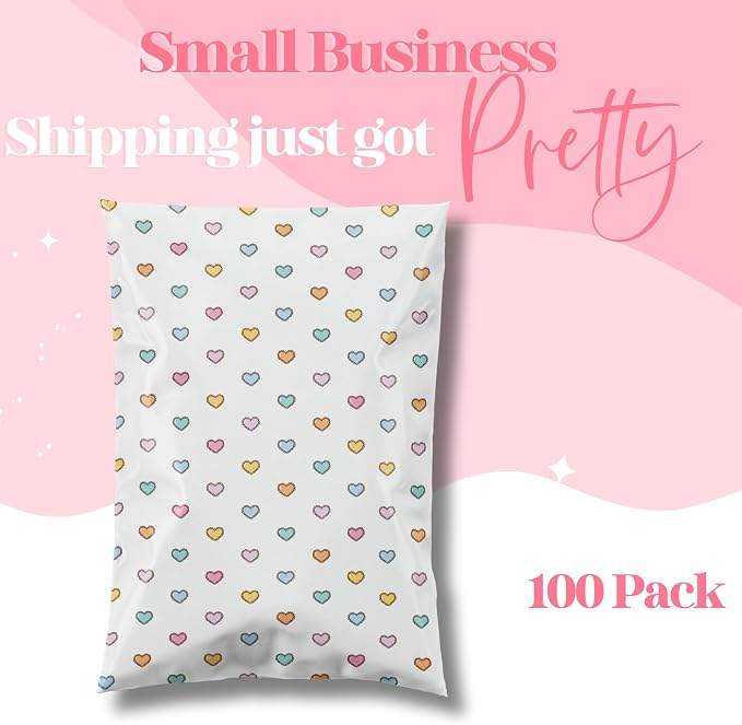 Pretty Package Store Designer Poly Mailers 10x13, Preppy Hearts, 100 Pack | - Image 4