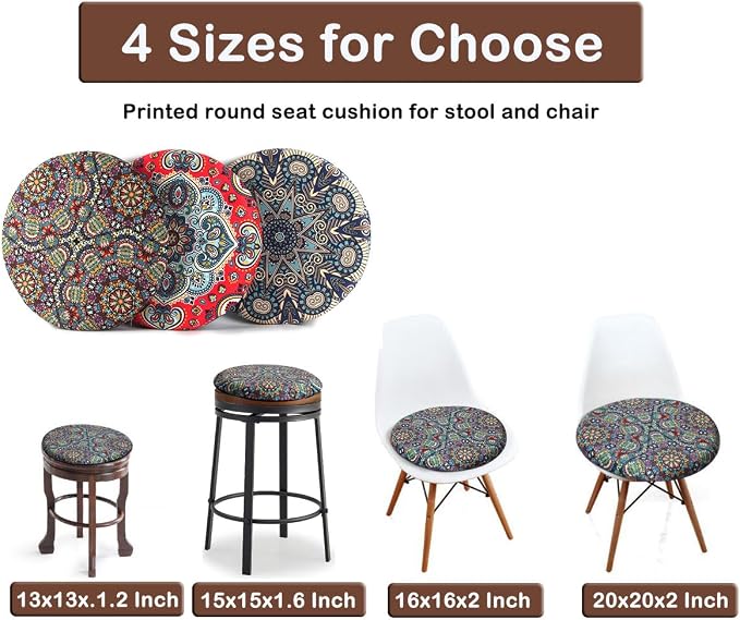 Sigmat Memory Foam Seat Cushion Anti-Slip Soft Round Chair Pad 18 Inch Graphic - Image 3
