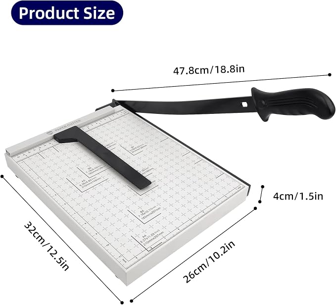 ZEQUAN 12" Heavy Duty Guillotine Cutter, Safety Lock, Metal Base, 12-Sheet | - Image 4