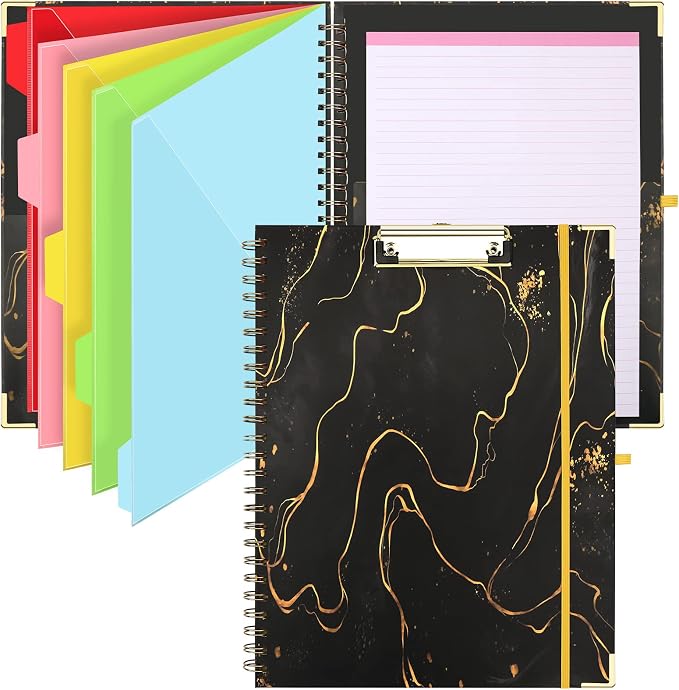 HWPRATO Clipboard with Notepad Clipfolio 5 Dividers with 10 Pockets Letter Size by Home