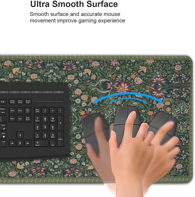 Dark Green Floral XXL Desk Mat, Extra Large Mouse Pad - Image 7