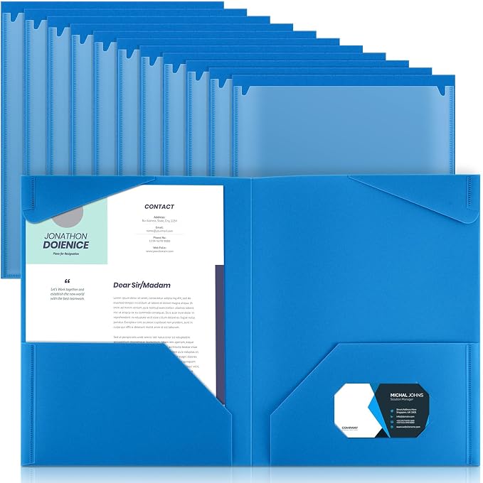 Henoyso 18 Pack Blue Plastic Folders by Henoyso
