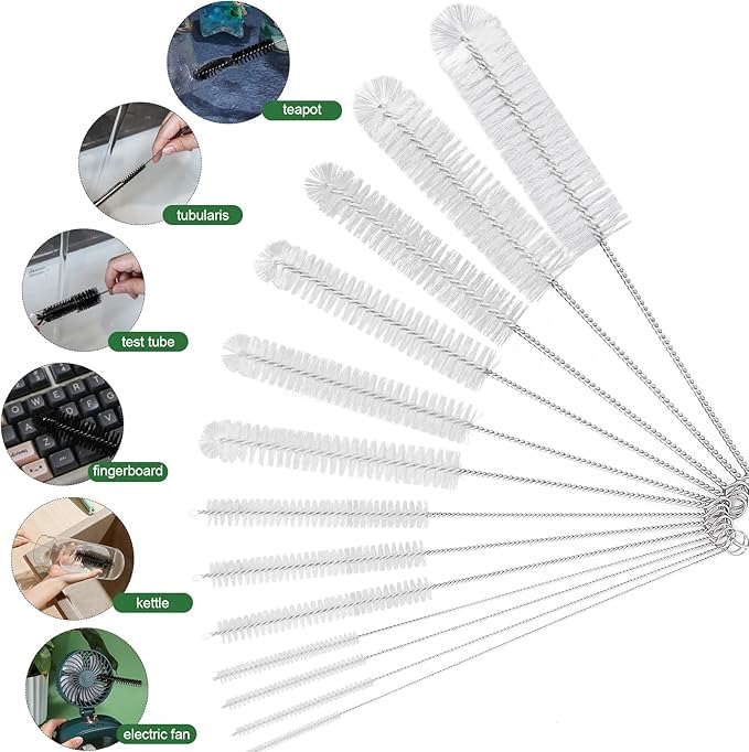 CiaraQ Bottle Cleaning Brushes, 8 Inch Nylon Tube Brush Set | White Cleaner - Image 2