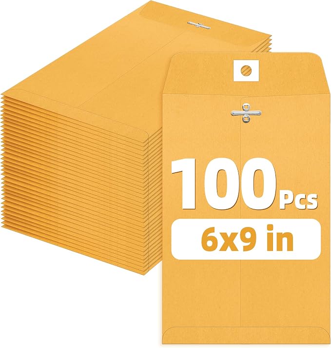 SUNEE 6x9 Envelops, 28-lb Brown Kraft Envelopes by SUNEE