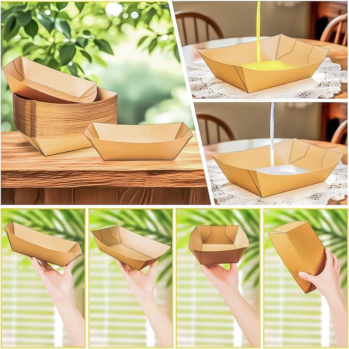 50 Pack 4LB Paper Food Boat Trays Disposable Paper Boat Containers, Heavy Duty - Image 4
