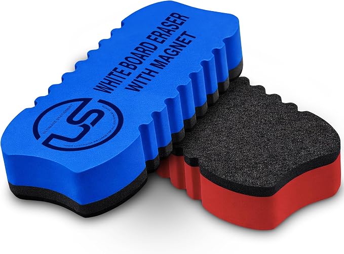 Magnetic Dry Erase Eraser 2 Pack Felt Whiteboard and Glass Board Cleaner | Use: by UltimateStationery