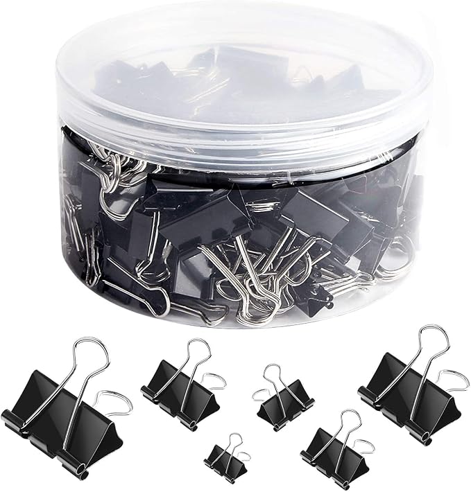 SANNIX 100 PCS Binder Clips Assorted Sizes, X Large, Mini and Micro, Binder by SANNIX