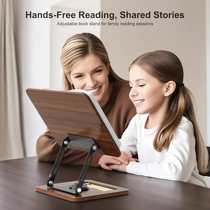 OPTIXCELL Book Stand for Reading, 360° Rotating Hands Free Book Holder - Image 2