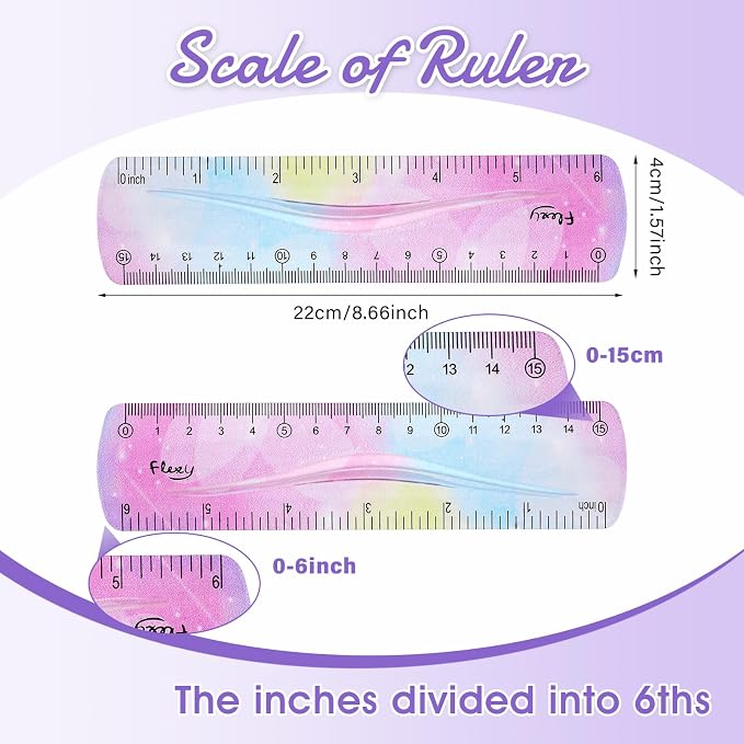 Grevosea 2-Piece Flexible Ruler, 15cm/6inch Plastic Shatterproof Straight Edge - Image 2