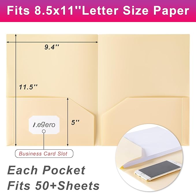 Aegero Plastic Folders with Pockets, Durable Heavy Duty File Folders with - Image 2