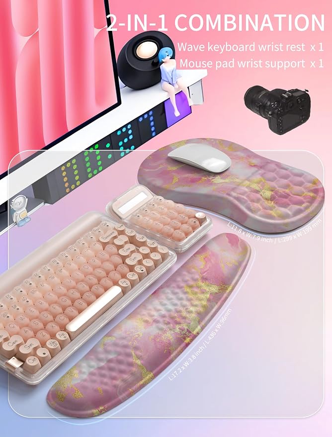 Hokafenle 2in1 Combination, Wave Keyboard Wrist Rest and Ergonomic Curvature - Image 5