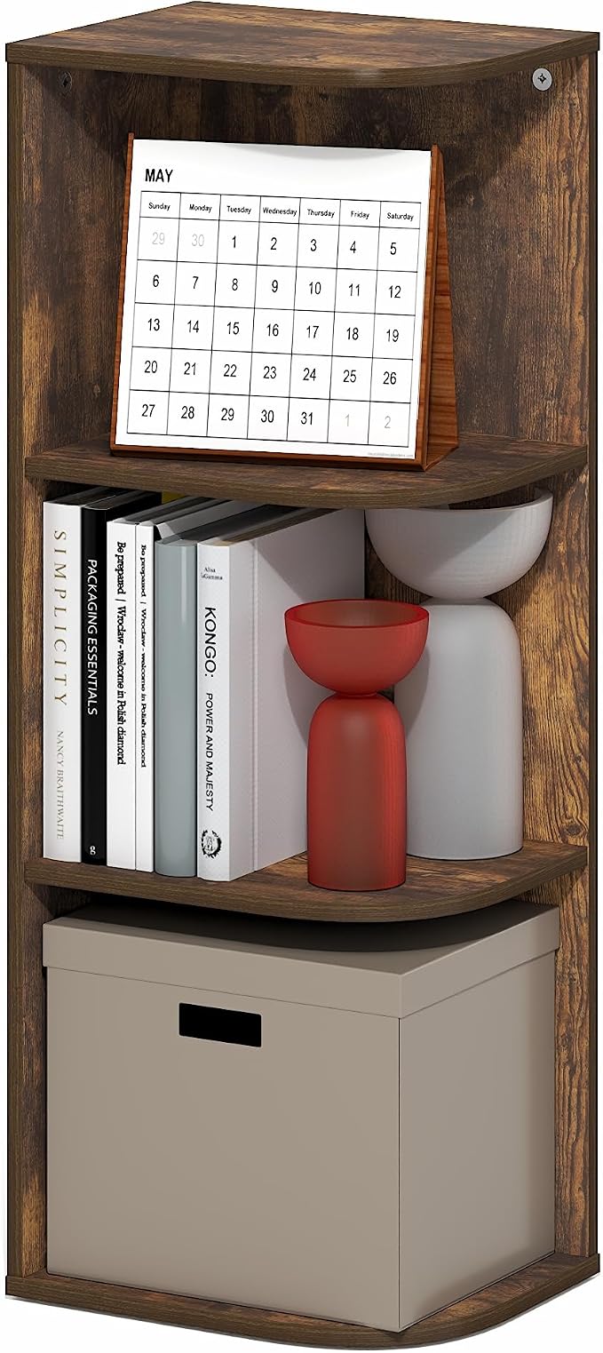 Furinno PASIR Book Shelf, 3-Tier Corner Bookshelf by Furinno-FitsYourSpaceFitsYourBudget