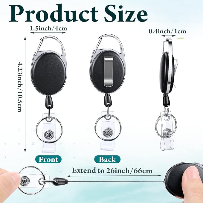 Laumoi 80 Packs Retractable ID Badge Holder Name ID Badge Reel Clips Keychain - Image 2