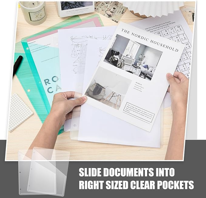 Seajan 200 Pcs Pocket Folders for 3 Ring Binder Clear Plastic Folders Sleeves - Image 5
