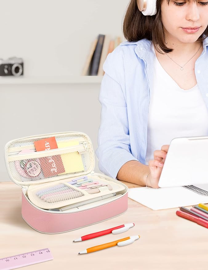 SUNEE Cute Pencil Case, Aesthetic Pen Pouch, Colored Large Pencil Bag - Image 7