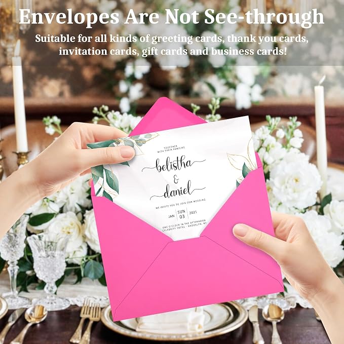 50 Pack A7 Envelopes, Rose Greeting Card Envelopes Self Seal, 5.24 x 7.24 in - Image 5