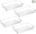 4 Pack 12"x 6" Large Size Clear Plastic Desk Drawer Organizer Tray Bathroom by Backerysupply