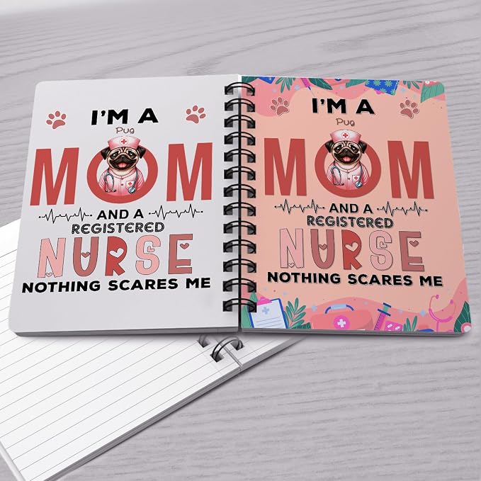 Ninety3POD I'm a Pug Mom and a Registered Nurse Nothing Scares Me Spiral Bound - Image 4