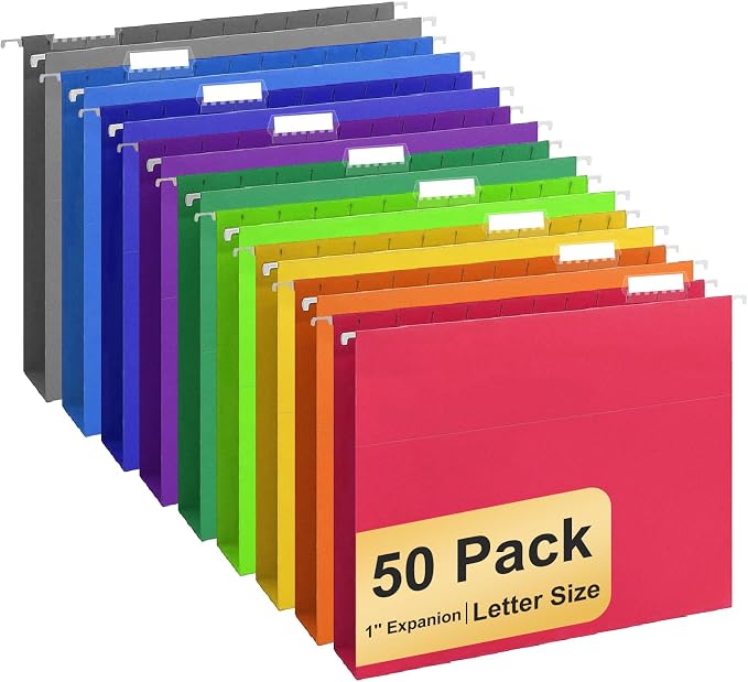 Hanging File Folders, 50 Pack Letter Size Hanging File folders by YOPCDJ