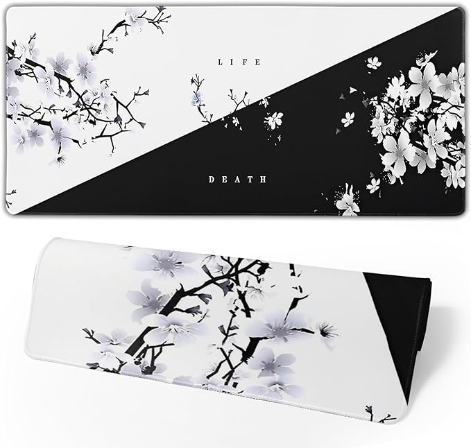 Japanese Life Death Keyboard Mat, Japanese Sakura Pagoda Sun Mouse Pad by Brecoy
