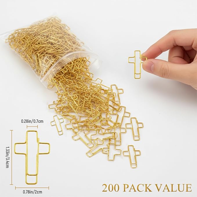 200 Pack Gold Cross Paper Clips, Decorative Paper Clips and Bookmarks - Image 2