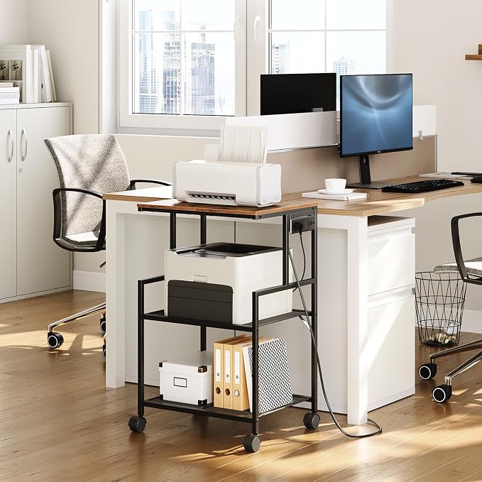 MAHANCRIS Mobile Printer Stand, 3-Tier Industrial Printer Cart - Image 2