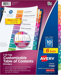 Avery 10 Tab Dividers | Multicolor Tabs | Table of Contents | by Avery