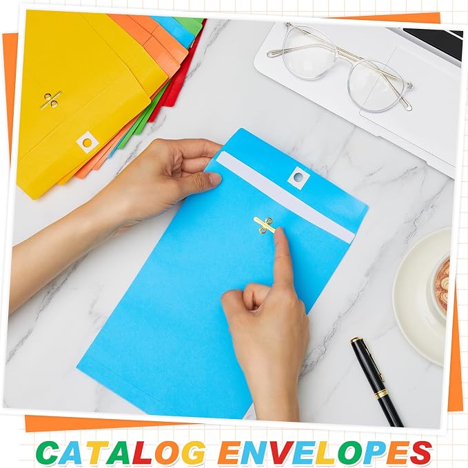 Geyee 100 Pcs Clasp Manilla Envelopes 6 x 9 Inch Gummed Colored Envelopes - Image 5