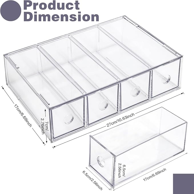 Desk Organizer with 12 Drawers, FODIENS 3 Packs Stackable Desktop Storage Box - Image 3