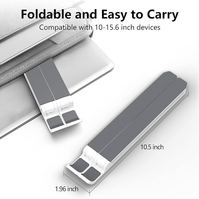 Tonmom Laptop Stand for Desk, Adjustable Laptop Riser ABS+Silicone Foldable - Image 4