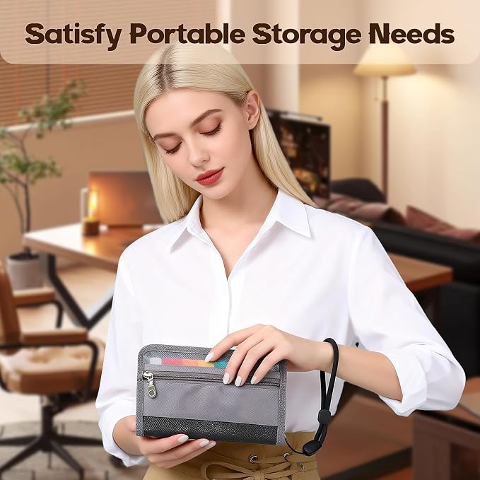 A6 Receipts Organizer with Zipper Closure and Wrist Strap, 12 Pocket Portable - Image 7