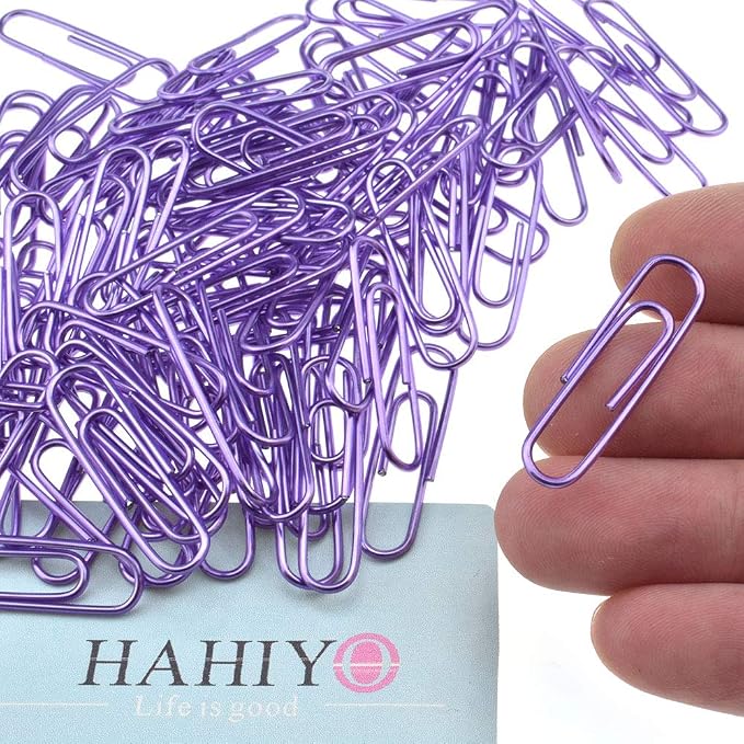 HAHIYO Paper Clips 1.3" Length Purple Paperclips Vinyl Coated Prevent by HAHIYO