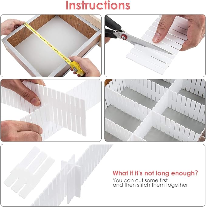 8Pcs Drawer Dividers, Adjustable Drawer Organizer - Image 3